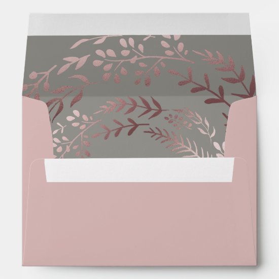 Elegant Rose Gold and Gray Lined Wedding Envelope