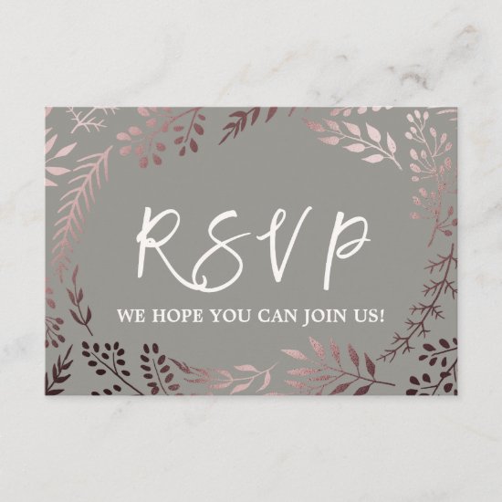 Elegant Rose Gold and Gray Song Request RSVP Card