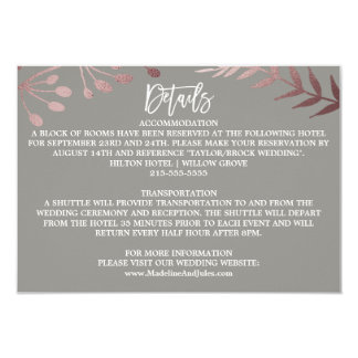 Elegant Rose Gold and Gray Wedding Details Card