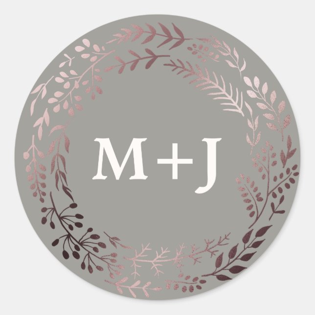 Elegant Rose Gold and Gray Wedding Envelope Seals (Front)