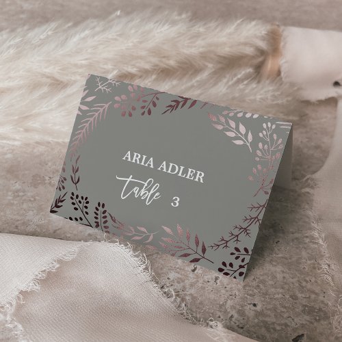 Elegant Rose Gold and Gray Wedding Escort Place Table Number