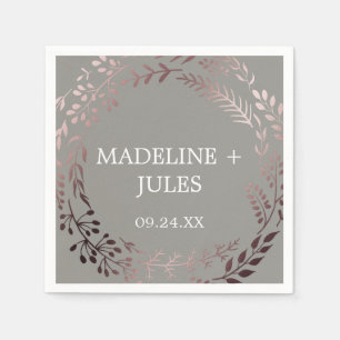 Elegant Rose Gold and Gray Wedding Napkins