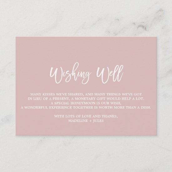 Elegant Rose Gold and Gray Wedding Wishing Well Enclosure Card