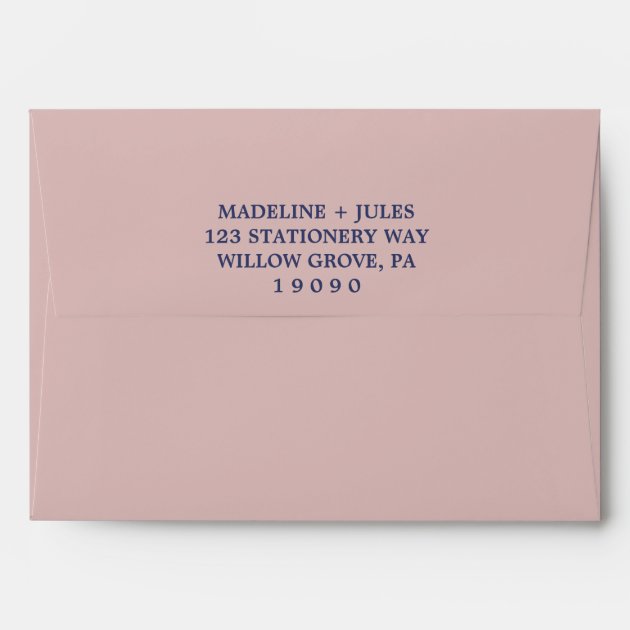 Elegant Rose Gold And Navy Lined Wedding Envelope
