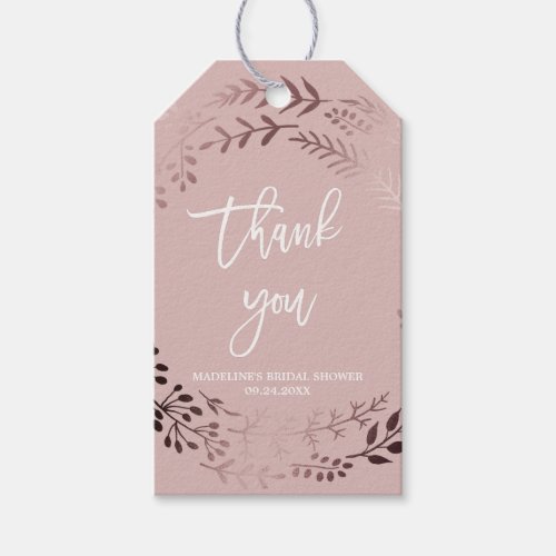Elegant Rose Gold and Pink Bridal Shower Thank You Gift Tags