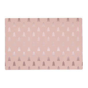 Elegant rose gold and pink Christmas tree pattern Placemat
