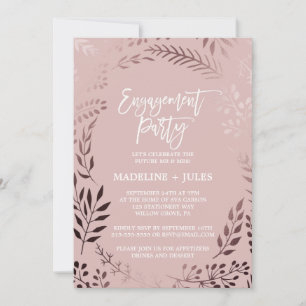 Elegant Rose Gold and Pink Engagement Party Invitation