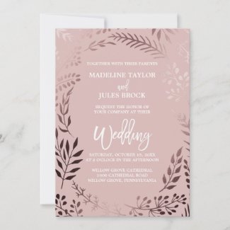 Blush Pink and Rose Gold Wedding Invitations