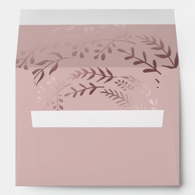Elegant Rose Gold and Pink Lined Wedding Envelope (Back (Bottom))