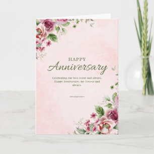 Elegant Rose gold Anniversary Folded Greeting Card