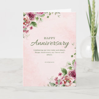 Elegant Rose gold Anniversary Folded Greeting Card