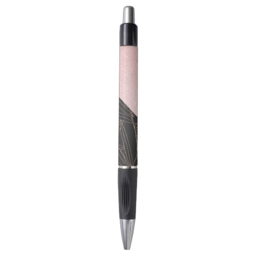 Elegant rose gold bamboo foliage pink design pen