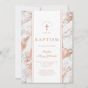 Elegant Rose Gold Baptism Invitation