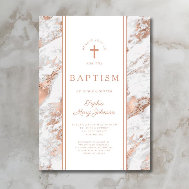 Elegant Rose Gold Baptism Invitation (Elegant Rose Gold Baptism Invitation)