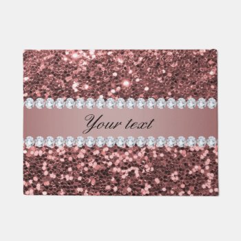 Elegant Rose Gold Big Faux Glitter And Diamonds Doormat by glamgoodies at Zazzle