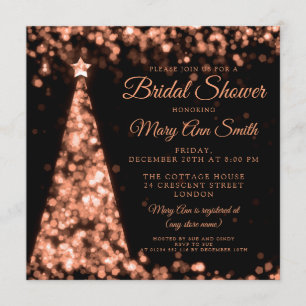 Elegant Rose Gold Black Christmas Bridal Shower Invitation