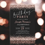 Elegant Rose Gold Black Glitter 21st Birthday Invitation<br><div class="desc">Celebrate your 21st birthday in style with the Elegant Rose Gold Black Glitter 21st Birthday Invitation! This chic design features a stunning combination of shimmering rose gold glitter and sleek black, offering a modern and glamorous touch to your milestone event. Perfect for a sophisticated celebration, this invitation exudes luxury and...</div>