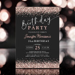 Elegant Rose Gold Black Glitter 21st Birthday Invitation<br><div class="desc">Celebrate your 21st birthday in style with the Elegant Rose Gold Black Glitter 21st Birthday Invitation! This chic design features a stunning combination of shimmering rose gold glitter and sleek black, offering a modern and glamorous touch to your milestone event. Perfect for a sophisticated celebration, this invitation exudes luxury and...</div>
