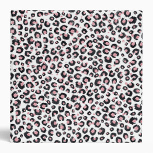 Elegant Rose Gold Black Leopard Pattern 3 Ring Binder