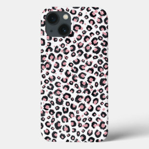 Elegant Rose Gold Black Leopard Pattern iPhone 13 Case