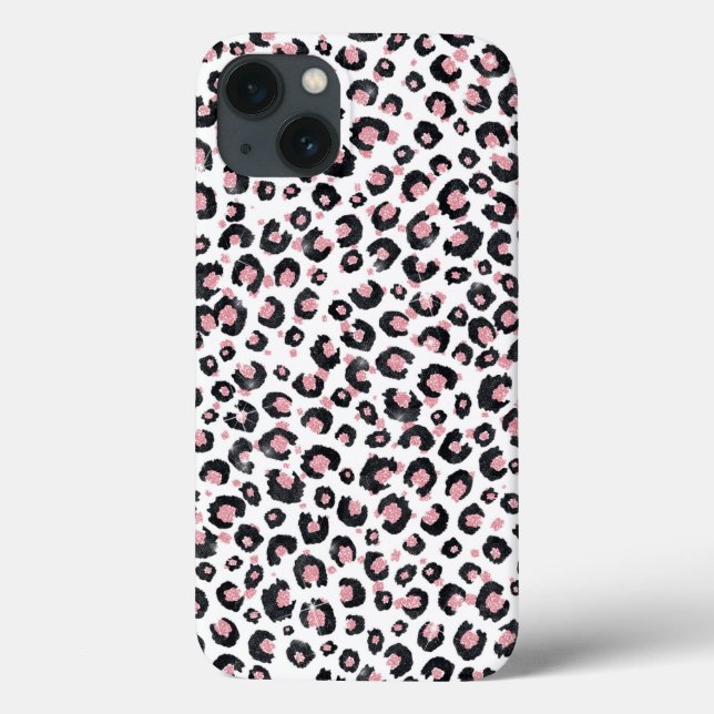 Elegant Rose Gold Black Leopard Pattern Case-Mate iPhone Case (Back)