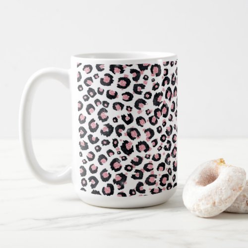 Elegant Rose Gold Black Leopard Pattern Coffee Mug