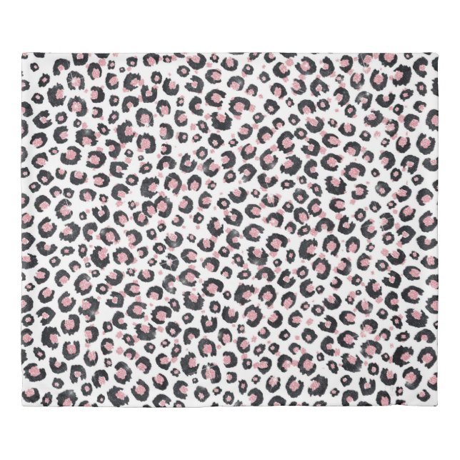 Elegant Rose Gold Black Leopard Pattern Duvet Cover (Front)