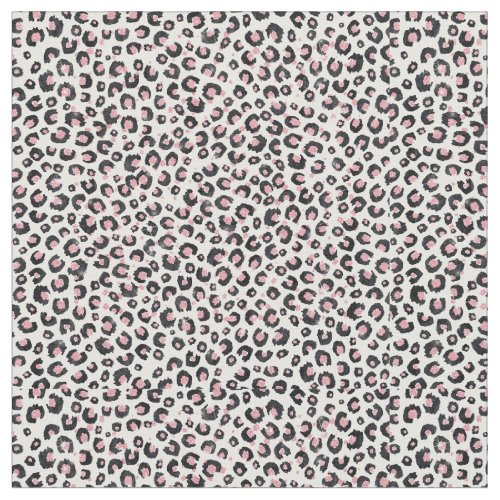 Elegant Rose Gold Black Leopard Pattern Fabric