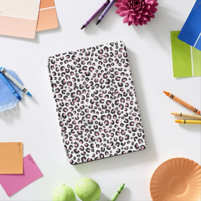 Elegant Rose Gold Black Leopard Pattern iPad Pro Cover (Desk)