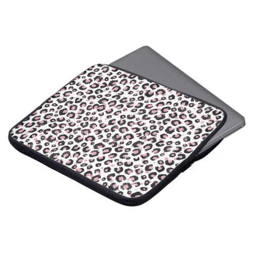 Elegant Rose Gold Black Leopard Pattern Laptop Sleeve