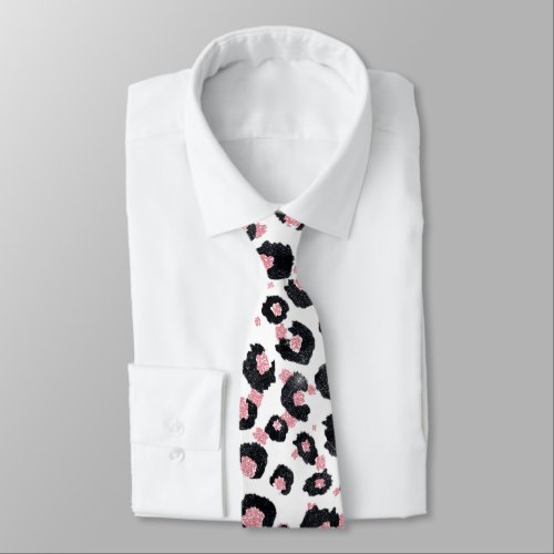 Elegant Rose Gold Black Leopard Pattern Neck Tie