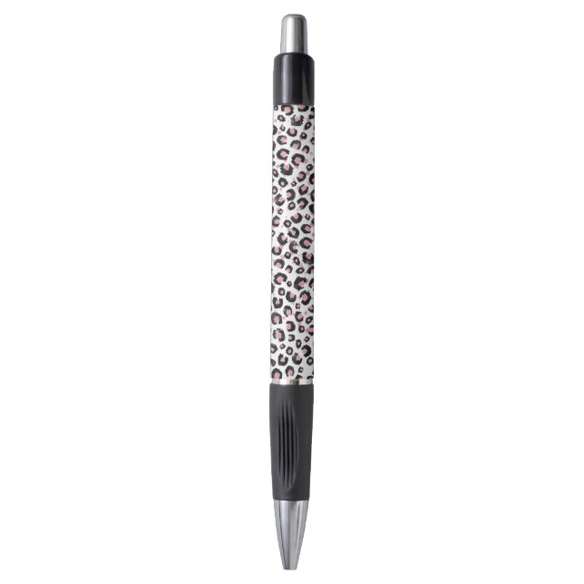 Elegant Rose Gold Black Leopard Pattern Pen (Front Vertical)