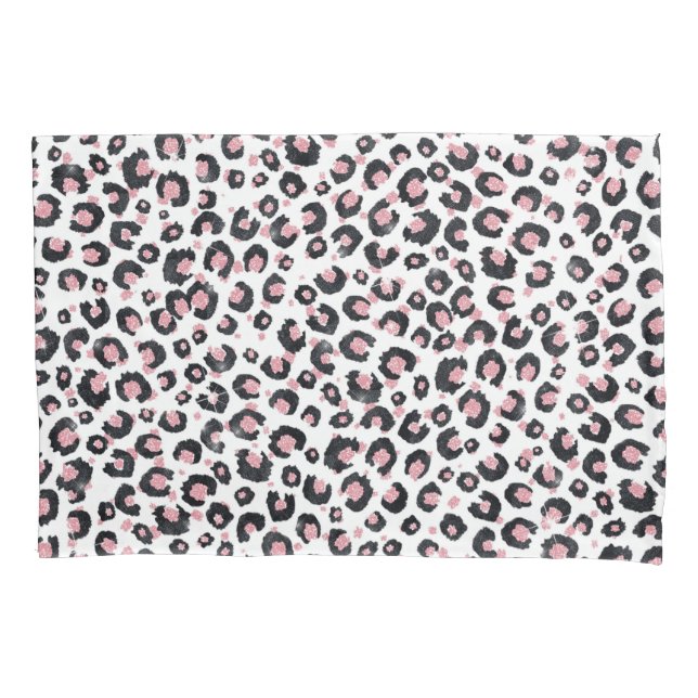 Elegant Rose Gold Black Leopard Pattern Pillow Case (Front)