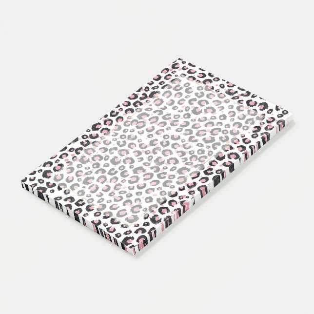 Elegant Rose Gold Black Leopard Pattern Post-it Notes (Angled)