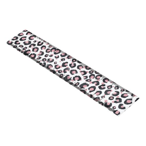 Elegant Rose Gold Black Leopard Pattern Ruler