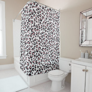 Elegant Rose Gold Black Leopard Pattern Shower Curtain