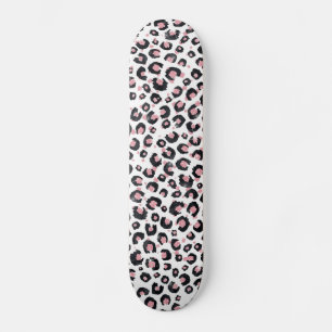 Elegant Rose Gold Black Leopard Pattern Skateboard