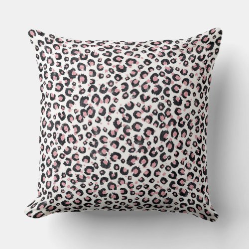 Elegant Rose Gold Black Leopard Pattern Throw Pillow