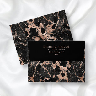 Elegant Rose Gold & Black Marble Pattern Adress Envelope