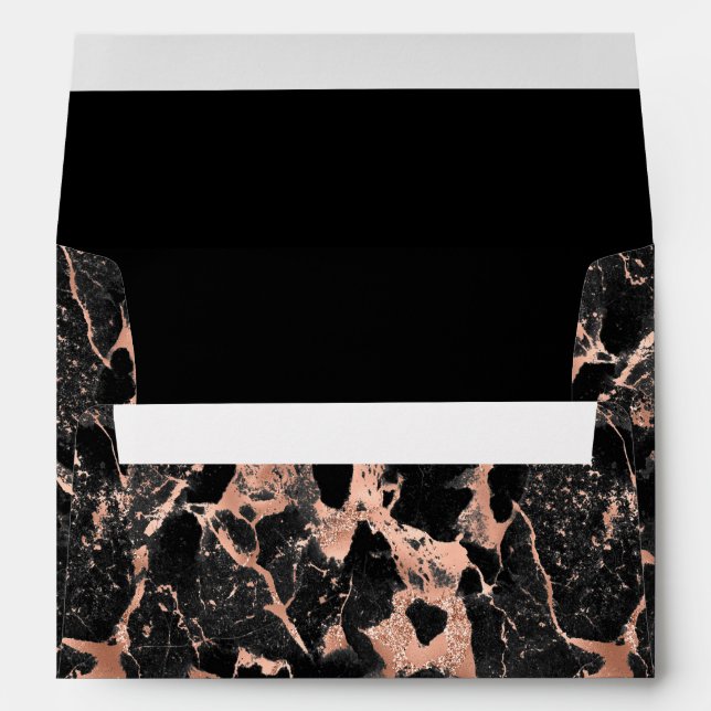 Elegant Rose Gold & Black Marble Pattern Envelope (Back (Bottom))