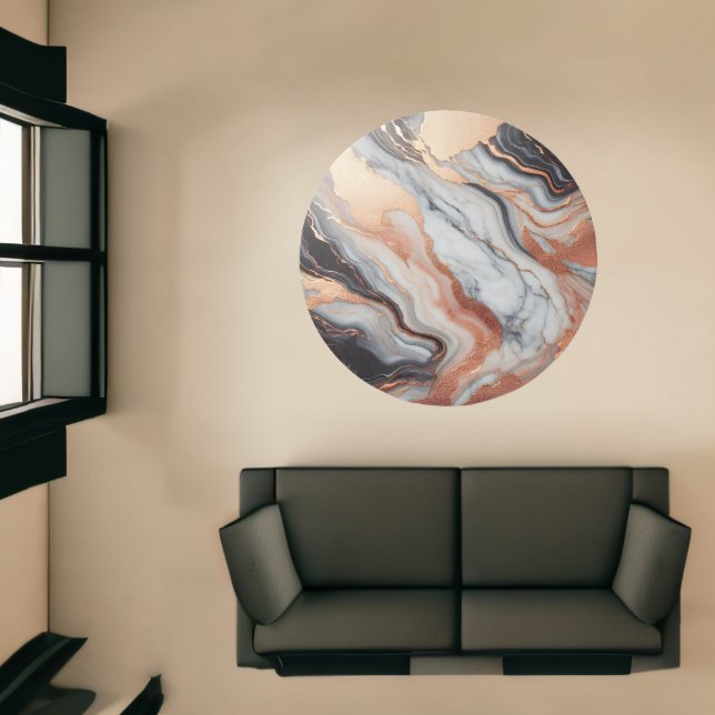 Elegant Rose Gold Black Marble Rug (Insitu (Indoor 1))