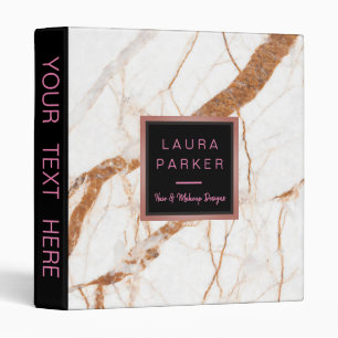 Elegant Rose Gold  Black Marble Trendy 3 Ring Binder