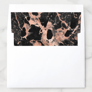 Elegant Rose Gold & Black Marble Wedding Envelope Liner