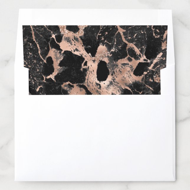 Elegant Rose Gold & Black Marble Wedding Envelope Liner (In Envelope)