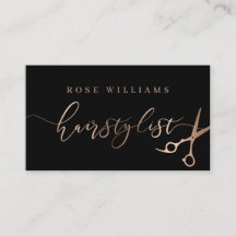 Elegant rose gold & black scissors hairstylist