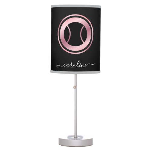 Elegant Rose Gold  Black Tennis Theme Modern Ball Table Lamp