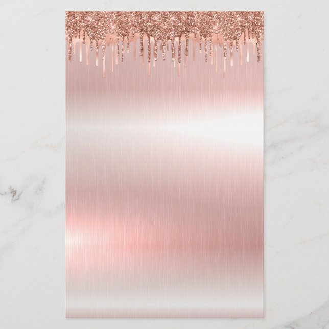 Elegant rose gold blank stationery 5.5" x 8.5" (Front)