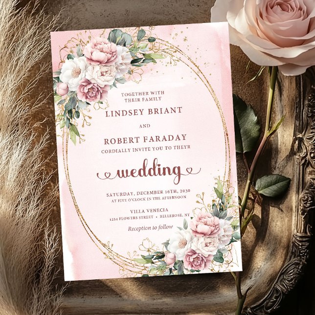 Elegant Rose Gold Blush Garden Wedding Invitation (Elegant Rose Gold Blush Garden Wedding Invitation)
