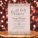 Elegant Rose Gold Blush Glitter 30th Birthday Invitation<br><div class="desc">Celebrate a sparkling 30th with this Elegant Rose Gold Blush Glitter Birthday Invitation! Featuring a soft blush background and faux rose gold glitter accents, this design blends modern glam with timeless elegance. Fully editable, it’s perfect for customizing with the guest of honor’s name, age, and party details—ideal for a 30th...</div>