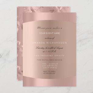Elegant Rose Gold Blush Humming-bird Floral Formal Invitation